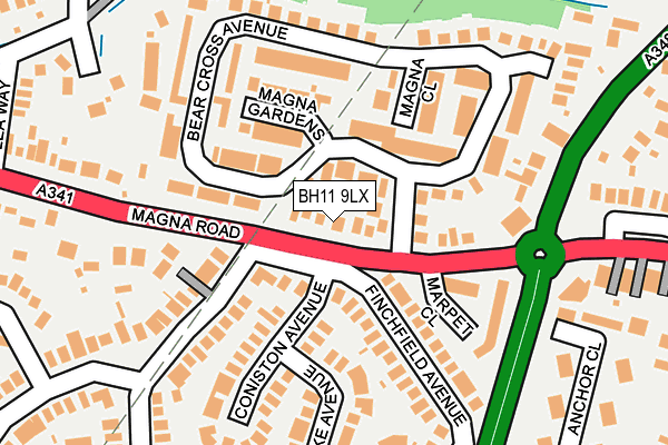 BH11 9LX map - OS OpenMap – Local (Ordnance Survey)
