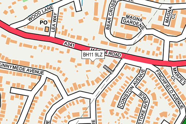 BH11 9LZ map - OS OpenMap – Local (Ordnance Survey)