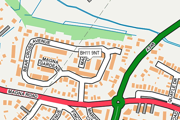 BH11 9NT map - OS OpenMap – Local (Ordnance Survey)