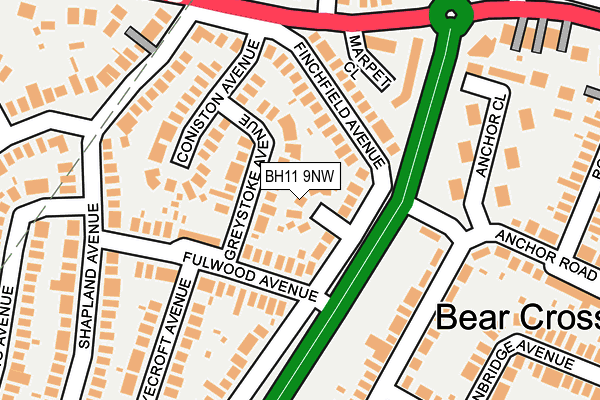 BH11 9NW map - OS OpenMap – Local (Ordnance Survey)