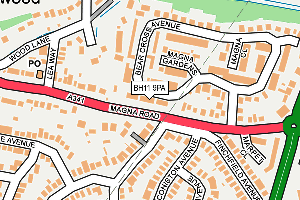 BH11 9PA map - OS OpenMap – Local (Ordnance Survey)