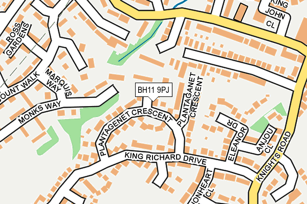 BH11 9PJ map - OS OpenMap – Local (Ordnance Survey)
