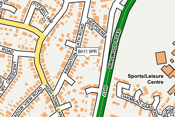 BH11 9PR map - OS OpenMap – Local (Ordnance Survey)