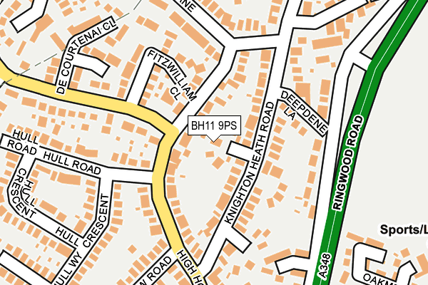 BH11 9PS map - OS OpenMap – Local (Ordnance Survey)