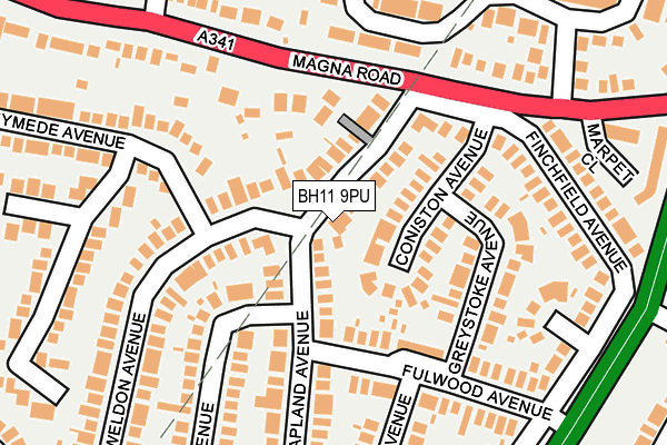 BH11 9PU map - OS OpenMap – Local (Ordnance Survey)