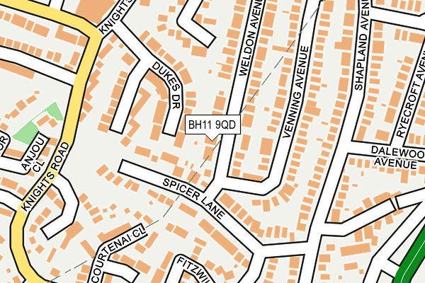 BH11 9QD map - OS OpenMap – Local (Ordnance Survey)