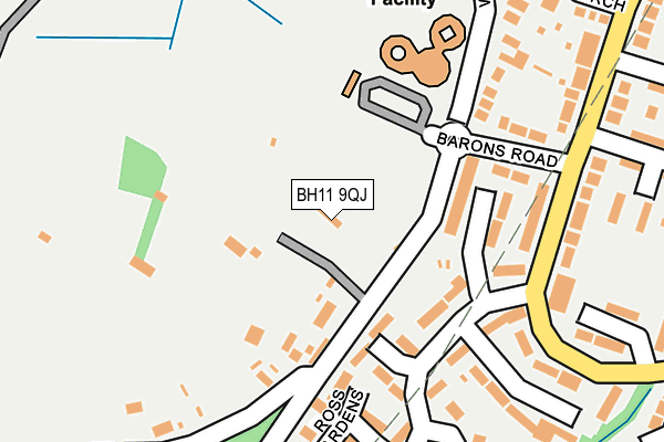 BH11 9QJ map - OS OpenMap – Local (Ordnance Survey)