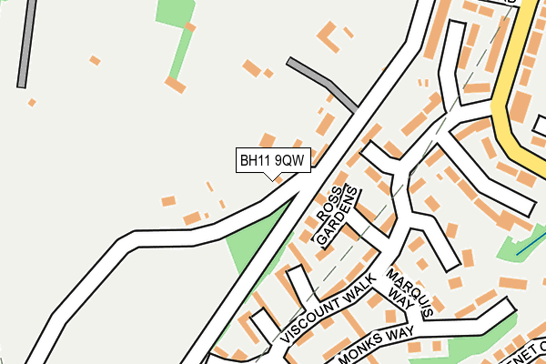 BH11 9QW map - OS OpenMap – Local (Ordnance Survey)
