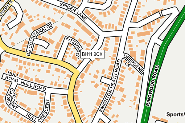 BH11 9QX map - OS OpenMap – Local (Ordnance Survey)