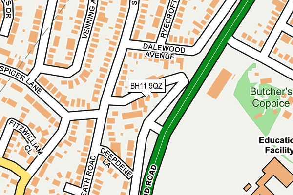 BH11 9QZ map - OS OpenMap – Local (Ordnance Survey)