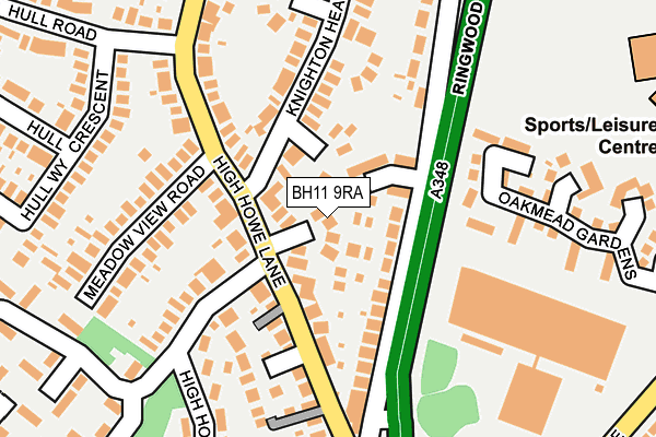 BH11 9RA map - OS OpenMap – Local (Ordnance Survey)