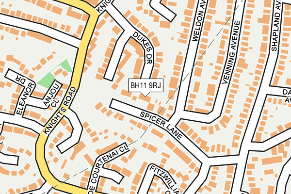 BH11 9RJ map - OS OpenMap – Local (Ordnance Survey)