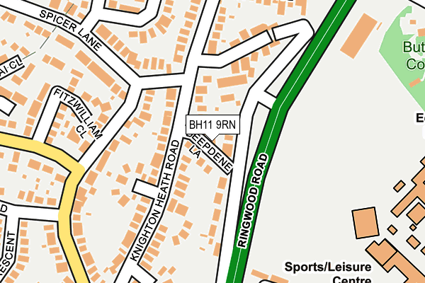 BH11 9RN map - OS OpenMap – Local (Ordnance Survey)