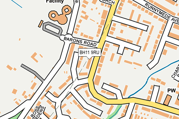BH11 9RU map - OS OpenMap – Local (Ordnance Survey)