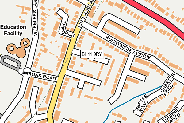 BH11 9RY map - OS OpenMap – Local (Ordnance Survey)