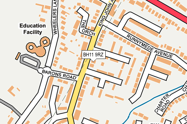BH11 9RZ map - OS OpenMap – Local (Ordnance Survey)