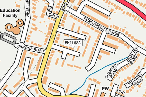 BH11 9SA map - OS OpenMap – Local (Ordnance Survey)