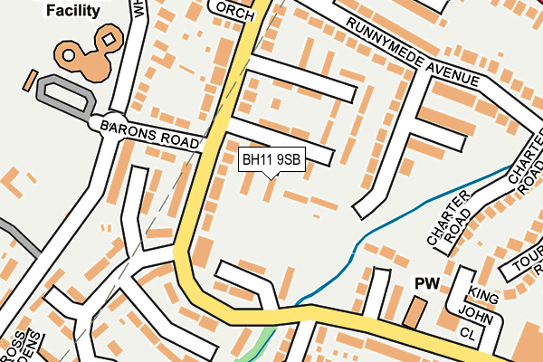 BH11 9SB map - OS OpenMap – Local (Ordnance Survey)