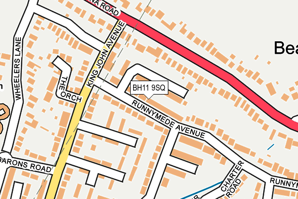 BH11 9SQ map - OS OpenMap – Local (Ordnance Survey)