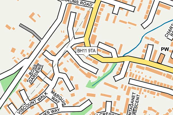BH11 9TA map - OS OpenMap – Local (Ordnance Survey)