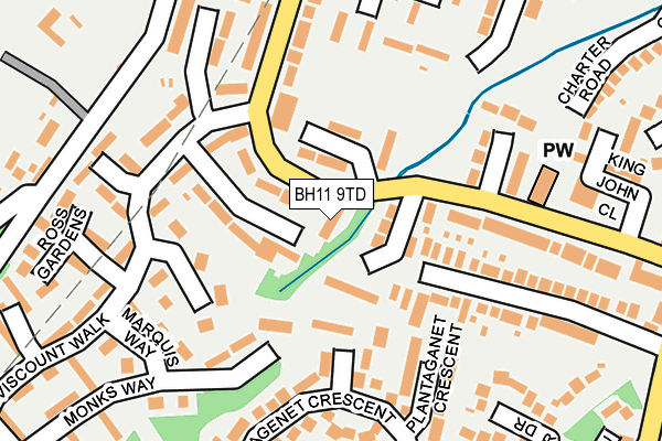 BH11 9TD map - OS OpenMap – Local (Ordnance Survey)