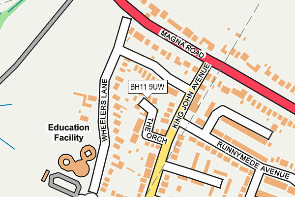 BH11 9UW map - OS OpenMap – Local (Ordnance Survey)