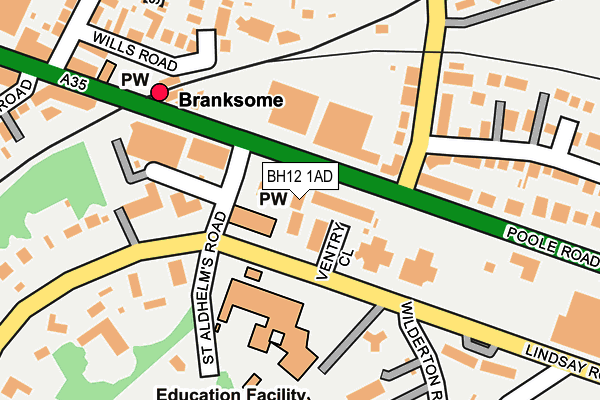 BH12 1AD map - OS OpenMap – Local (Ordnance Survey)