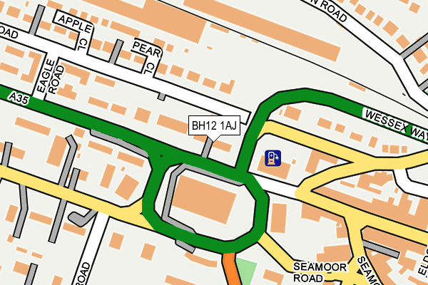 BH12 1AJ map - OS OpenMap – Local (Ordnance Survey)