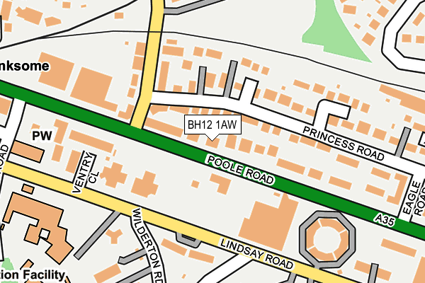 BH12 1AW map - OS OpenMap – Local (Ordnance Survey)