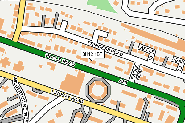 BH12 1BT map - OS OpenMap – Local (Ordnance Survey)