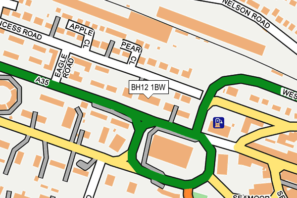 BH12 1BW map - OS OpenMap – Local (Ordnance Survey)