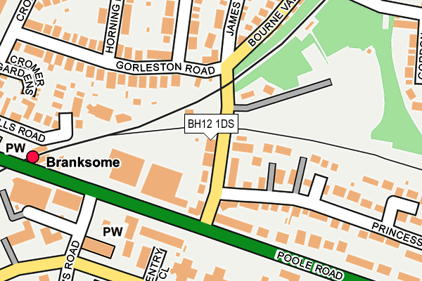 BH12 1DS map - OS OpenMap – Local (Ordnance Survey)