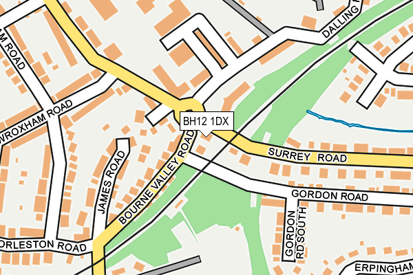 BH12 1DX map - OS OpenMap – Local (Ordnance Survey)