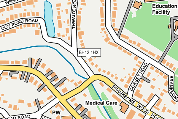 BH12 1HX map - OS OpenMap – Local (Ordnance Survey)