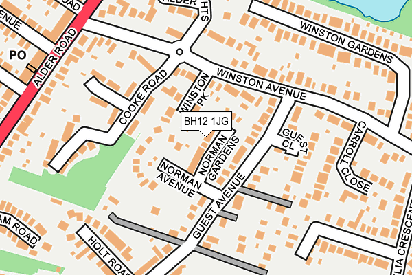 BH12 1JG map - OS OpenMap – Local (Ordnance Survey)