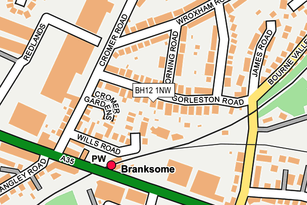 BH12 1NW map - OS OpenMap – Local (Ordnance Survey)