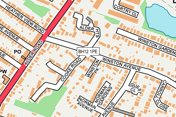 BH12 1PE map - OS OpenMap – Local (Ordnance Survey)