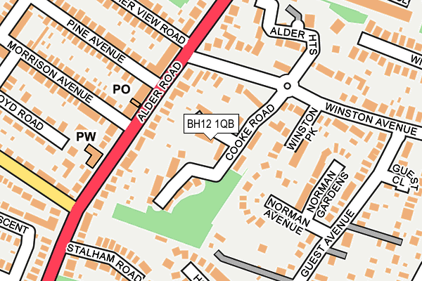 BH12 1QB map - OS OpenMap – Local (Ordnance Survey)