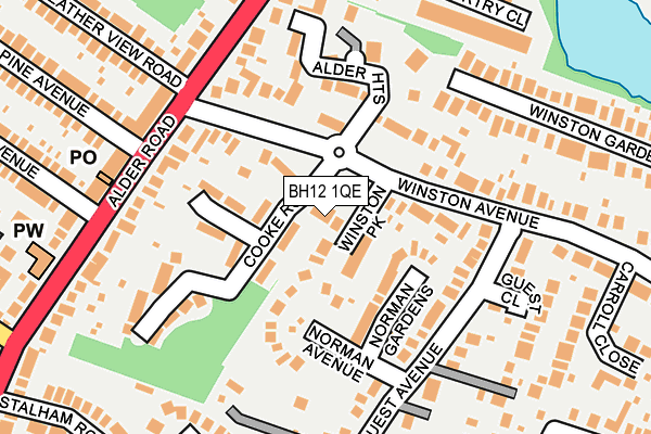 BH12 1QE map - OS OpenMap – Local (Ordnance Survey)