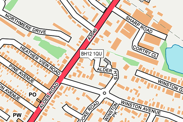 BH12 1QU map - OS OpenMap – Local (Ordnance Survey)