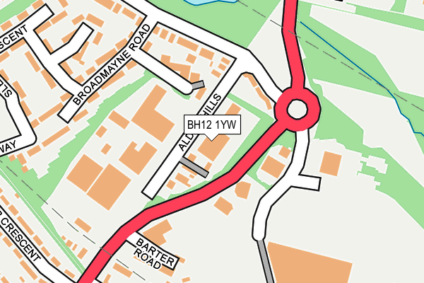 BH12 1YW map - OS OpenMap – Local (Ordnance Survey)