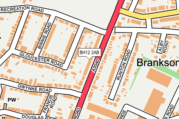 BH12 2AB map - OS OpenMap – Local (Ordnance Survey)