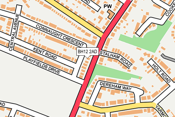 BH12 2AD map - OS OpenMap – Local (Ordnance Survey)
