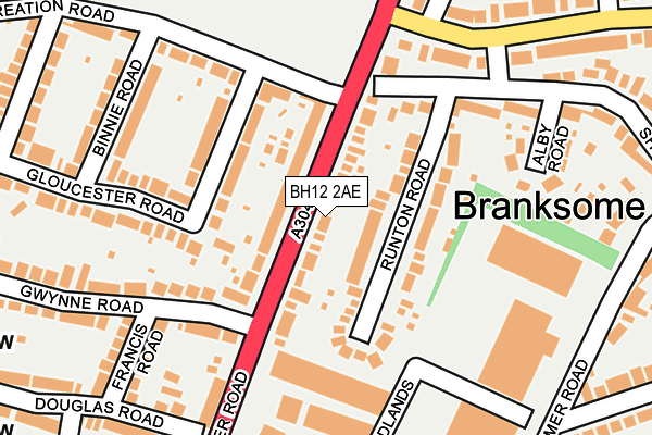BH12 2AE map - OS OpenMap – Local (Ordnance Survey)