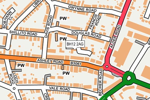 BH12 2AG map - OS OpenMap – Local (Ordnance Survey)