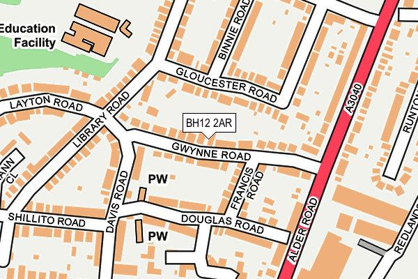 BH12 2AR map - OS OpenMap – Local (Ordnance Survey)