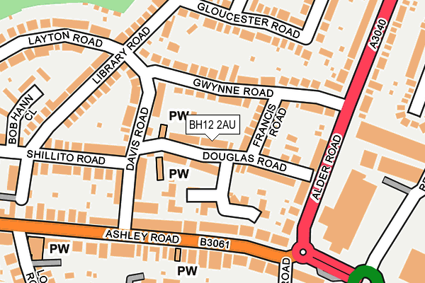 BH12 2AU map - OS OpenMap – Local (Ordnance Survey)