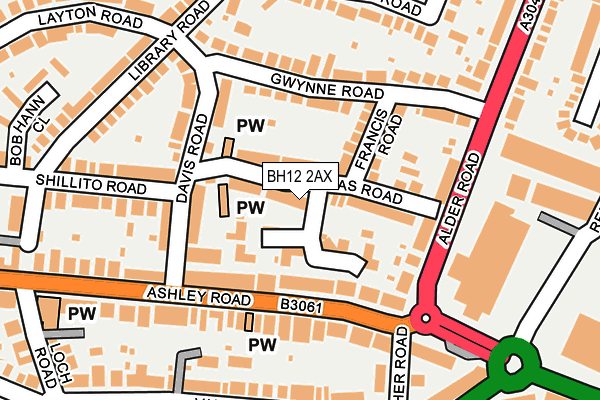 BH12 2AX map - OS OpenMap – Local (Ordnance Survey)