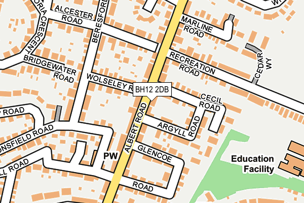 BH12 2DB map - OS OpenMap – Local (Ordnance Survey)