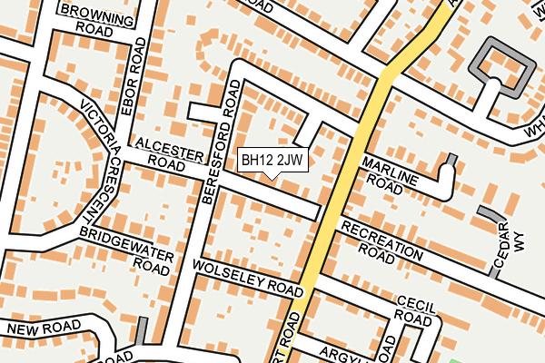 BH12 2JW map - OS OpenMap – Local (Ordnance Survey)